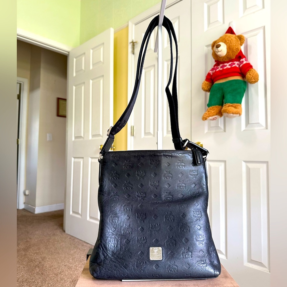 MCM Black Leather Crossbody Bag, Very Good Condition - Picture 1 of 12